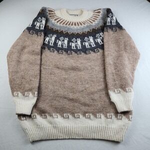 The Alpaca Connection Vintage 90s Geometric Llama Sweater 100%‎ Alpaca Large